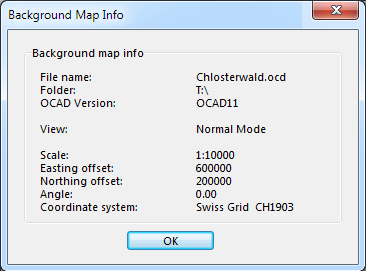 Info for OCAD background map