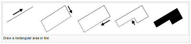 Draw a rectangular area or line